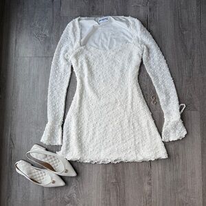 Princess Polly White Textured Dress Size 6